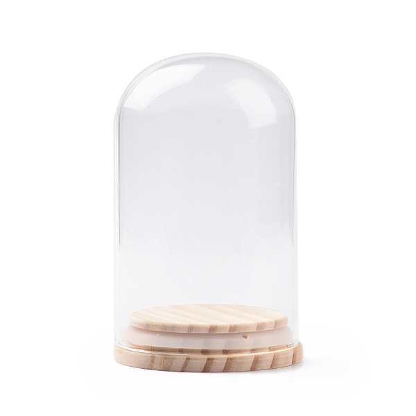 

PandaHall Glass Dome Cover, Decorative Display Case, Cloche Bell Jar Terrarium with Wood Base, for DIY Preserved Flower Gift, Clear...
