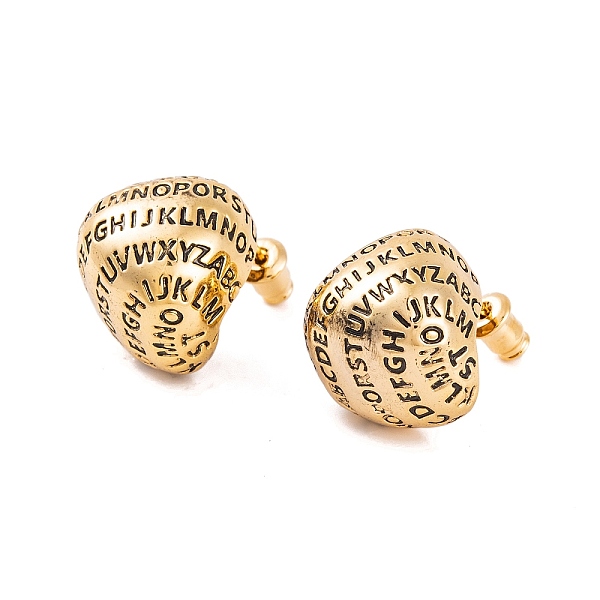 Letter Teardrop Brass Stud Earrings For Women