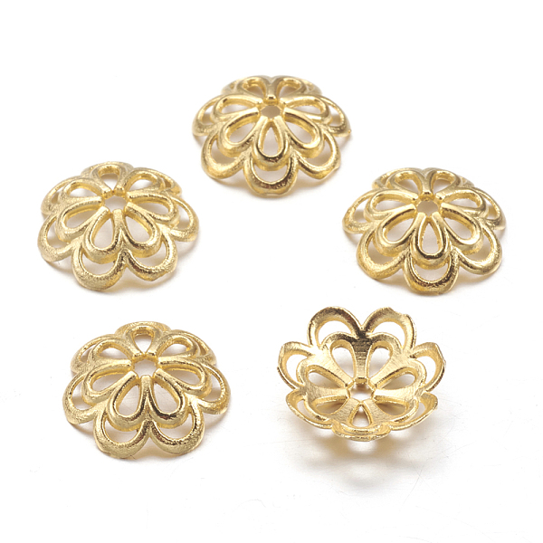 

PandaHall Alloy Fancy Bead Caps, Cadmium Free & Lead Free, Flower, Golden, 14x4mm, Hole: 2mm Alloy