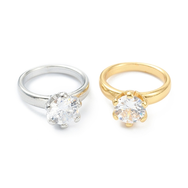 

PandaHall Dual-use Items, Brass Micro Pave Clear Cubic Zirconia Finger Rings or Charms, Flower, Mixed Color, 15x12x6mm, Inner Diameter...