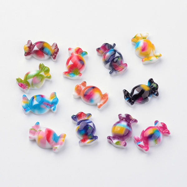 

PandaHall Spray Painted Resin Cabochons, Candy, Mixed Color, 9x16x5mm Resin Candy Multicolor