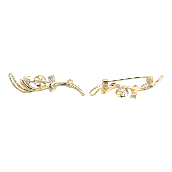 

PandaHall Brass Micro Pave Clear Cubic Zirconia Brooch Findings, For Half Drilled Beads, Cadmium Free & Nickel Free & Lead Free, Branch...