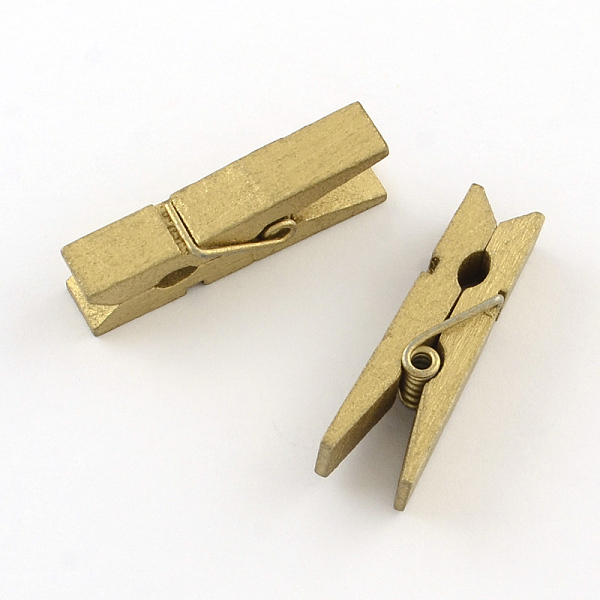

PandaHall DIY Wooden Craft Ideas Photo Wall Decorations Small Clothespins Postcards Tags Note Pegs Clips Wood Clamps, Dark Khaki, 25x3mm..., Yellow