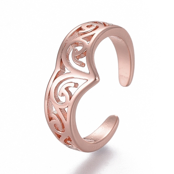 

PandaHall Adjustable Brass Toe Rings, Open Cuff Rings, Open Rings, Rose Gold, US Size 1 3/4(13mm) Brass