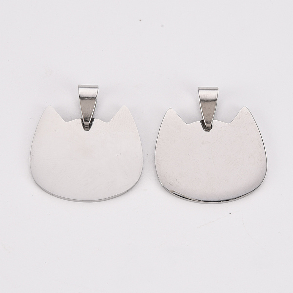 

PandaHall 304 Stainless Steel Pendants, Stamping Blank Tag, Laser Cut, Cat Head, Stainless Steel Color, 22.5x25x1mm, Hole: 8x4mm 304...