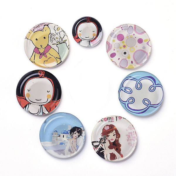 

PandaHall (Defective Closeout Sale), Glass Cabochons, Oval & Round, 22~37x22~29x6~7mm Glass Others