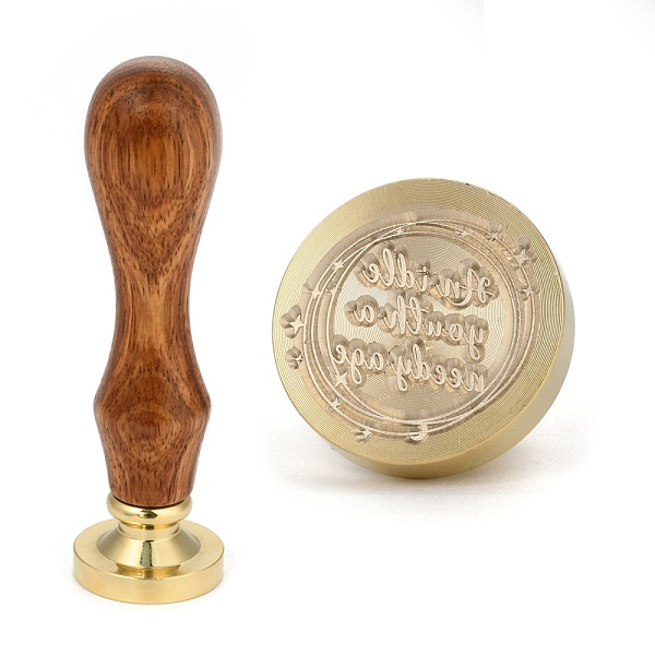 

PandaHall Brass Retro Wax Sealing Stamp, with Wooden Handle for Post Decoration DIY Card Making, An idle youth, a needy age, Word, 90x25.5mm...