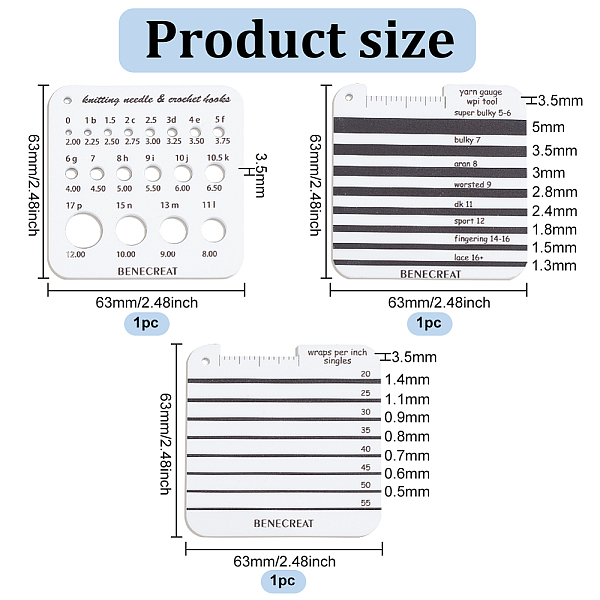 Benecreat 1pc Acryl Stricknadel & Häkelnadel Gauge
