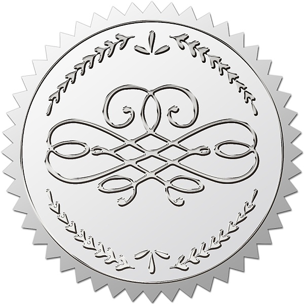 

PandaHall CRASPIRE 100Pcs Floral Embossed Seals Stickers 2" Waterproof Silver Foil Stickers Seals Self Adhesive Sticker Decor Labels for...