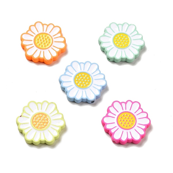 

PandaHall Opaque Acrylic Beads, with Enamel, Sunflower, Mixed Color, 24.5x23x4mm, Hole: 1.5mm Acrylic Flower Multicolor