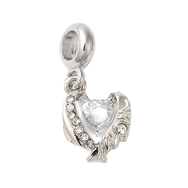 

PandaHall Rack Plating Alloy Crystal Rhinestone European Dangle Charms, Large Hole Wing Heart Pendants, Cadmium Free & Nickel Free & Lead..., Clear