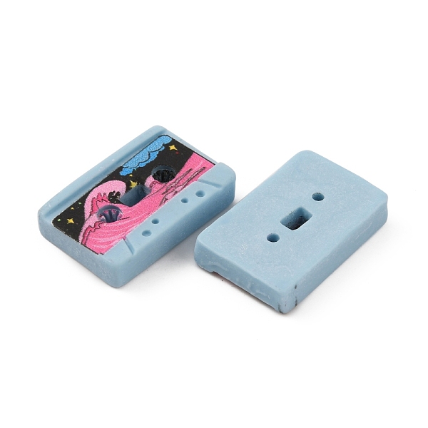 

PandaHall Retro Opaque Resin Cabochons, Music Cassette Tape, Light Sky Blue, Wave Pattern, 15x24x5mm Resin Others