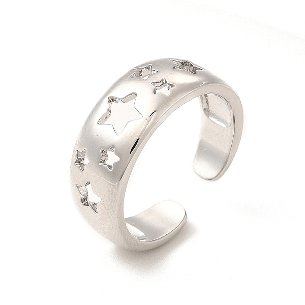 

PandaHall Rack Plating Brass Hollow Star Cuff Rings for Women, Wide Band Ring, Long-Lasting Plated, Cadmium Free & Lead Free, Platinum, US...