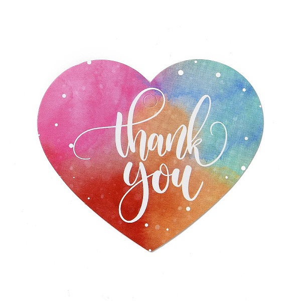 

PandaHall Coated Paper Thank You Greeting Card, Heart with Word Thank You Pattern, for Thanksgiving Day, Colorful, 60x70x0.3mm, Hole: 4mm...