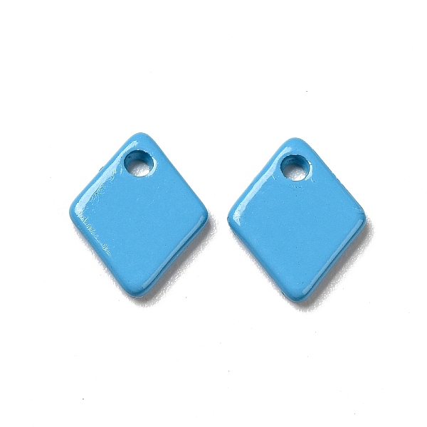 

PandaHall Spray Painted 201 Stainless Steel Charms, Rhombus Charms, Deep Sky Blue, 9.5x7.5x1mm, Hole: 1.2mm 201 Stainless Steel Rhombus