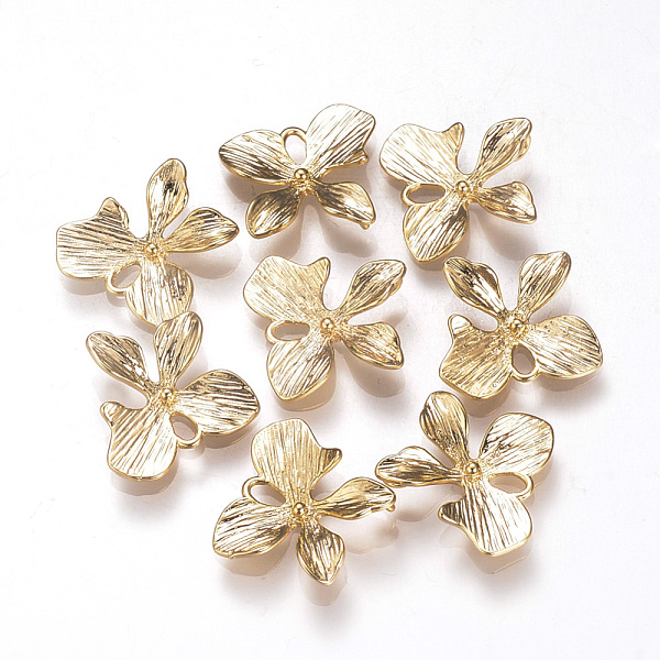 

PandaHall Brass Links connectors, Nickel Free, Real 18K Gold Plated, Flower, 15x15.5x3.5mm, Hole: 1.5mm Brass Flower