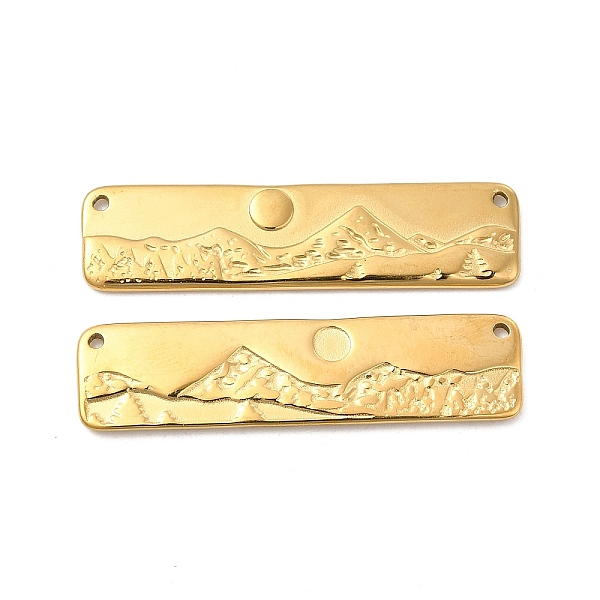 

PandaHall Ion Plating(IP) 304 Stainless Steel Pendants, Rectangle with Mountain Charm , Real 18K Gold Plated, 10x40x1.5mm, Hole: 1.2mm 304...