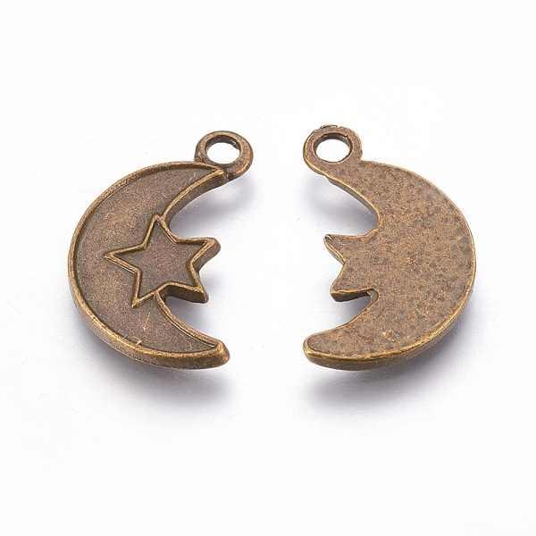 

PandaHall Alloy Finding Pendants, Lead Free & Cadmium Free & Nickel Free, Moon, Antique Bronze, 24mm long, 13mm wide, 2mm thick, hole: 2mm...