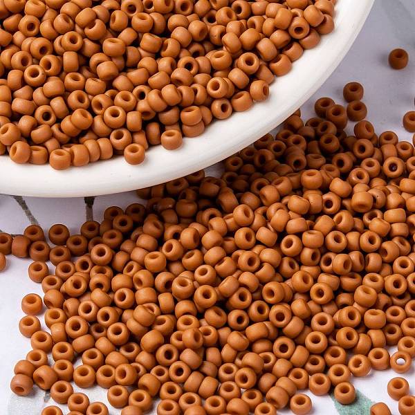 

PandaHall MIYUKI Round Rocailles Beads, Japanese Seed Beads, 8/0, (RR2314) Matted Opaque Brick, 3mm, Hole: 1mm, about 2111~2277pcs/50g Glass..., Orange