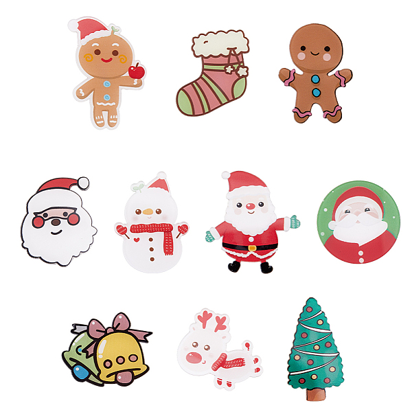 

PandaHall SUPERFINDINGS 40Pcs 10 Style Christmas Sock & Santa Claus & Tree & Gingerbread Man & Deer Acrylic Brooch Pin, Iron Badge for..., Multicolor