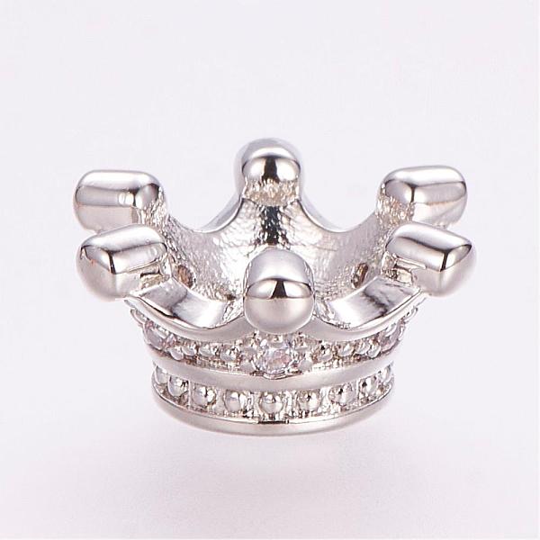 

PandaHall Brass Micro Pave Cubic Zirconia Beads, Crown, Platinum, 14x7mm, Hole: 5mm Brass+Cubic Zirconia Crown