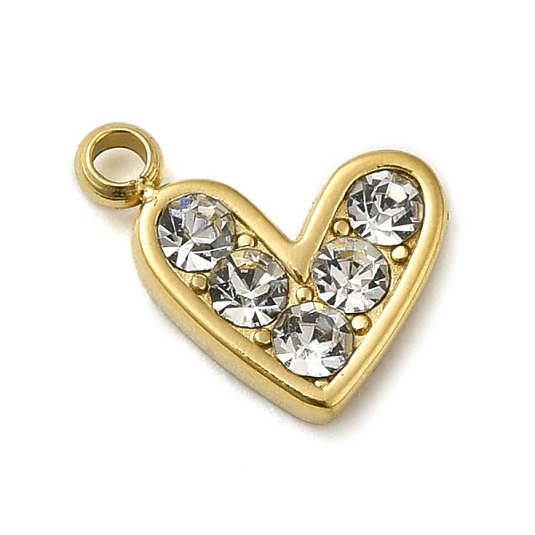

PandaHall 316 Surgical Stainless Steel Pendant with Rhinestone, Real 18K Gold Plated, Heart, 8x9.5x2mm, Hole: 1.4mm Stainless...