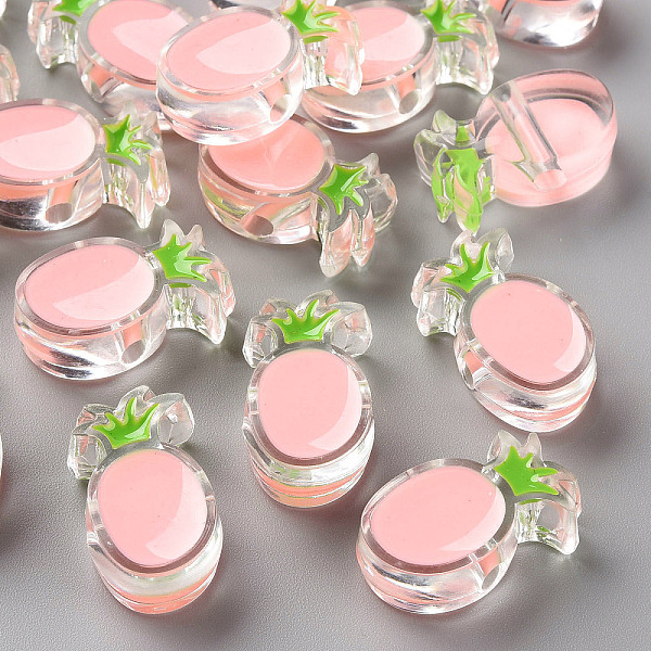 

PandaHall Transparent Enamel Acrylic Beads, Pineapple, Misty Rose, 25x15x9mm, Hole: 3.5mm Acrylic Fruit