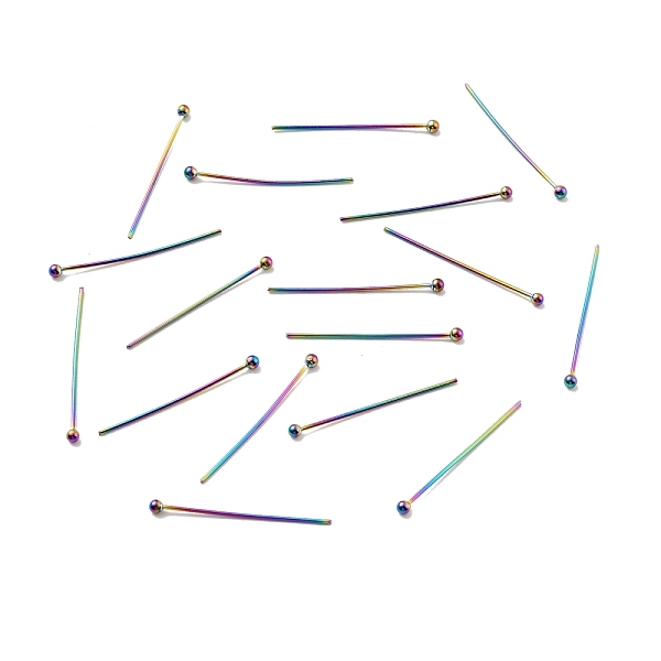 

PandaHall Ion Plating(IP) 304 Stainless Steel Ball Head Pins, Rainbow Color, 25x0.6mm, 22 Gauge, Head: 1.8mm 304 Stainless Steel