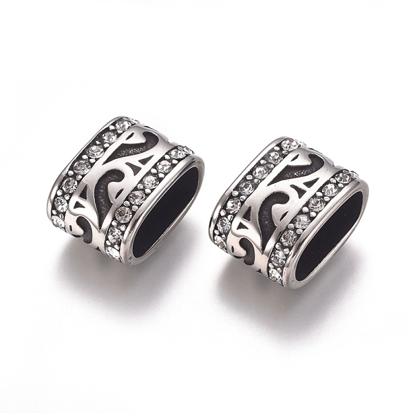 

PandaHall 304 Stainless Steel Slide Charms, with Crystal Rhinestone, Oval, Antique Silver, 16x11.5x9.5mm, Hole: 6.5x12.5mm 304 Stainless...