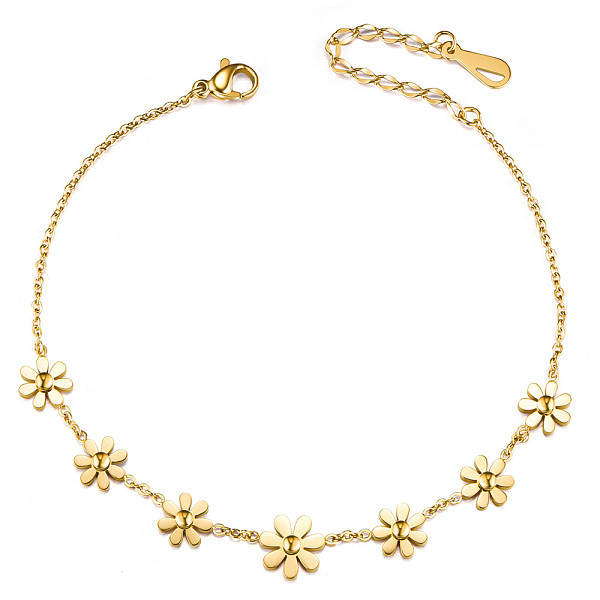 

PandaHall SHEGRACE Fabulous Stainless Steel Anklets, with Flowers and Lobster Claw Clasps(Chain Extenders Random Style), Golden, 7-7/8 inch...