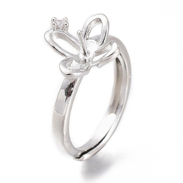 

PandaHall Adjustable Brass Finger Ring Components, with Micro Pave Cubic Zirconia, For Half Drilled Beads, Long-Lasting Plated, Flower..., Clear