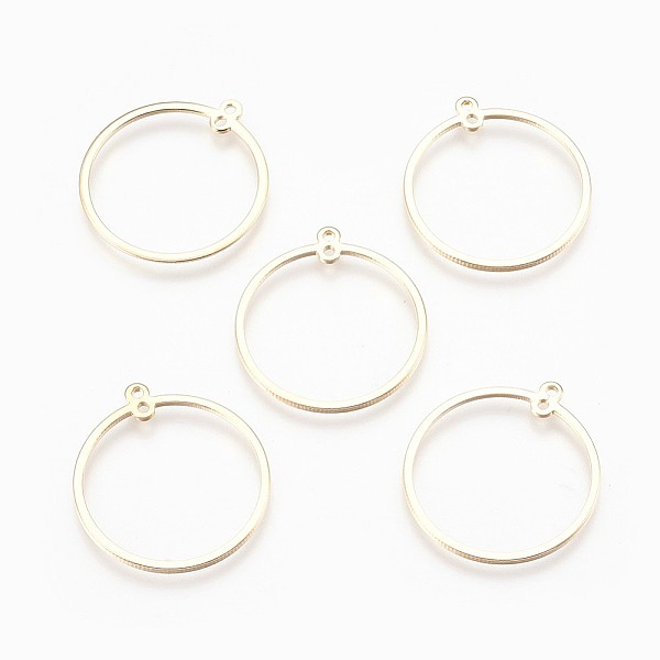 

PandaHall Brass Links connectors, Ring, Real 18K Gold Plated, 28x25x1mm, Hole: 1mm Brass Ring