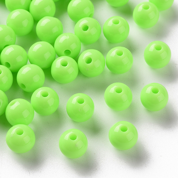 

PandaHall Opaque Acrylic Beads, Round, Lime, 8x7mm, Hole: 2mm, about 1745pcs/500g Acrylic Round Green