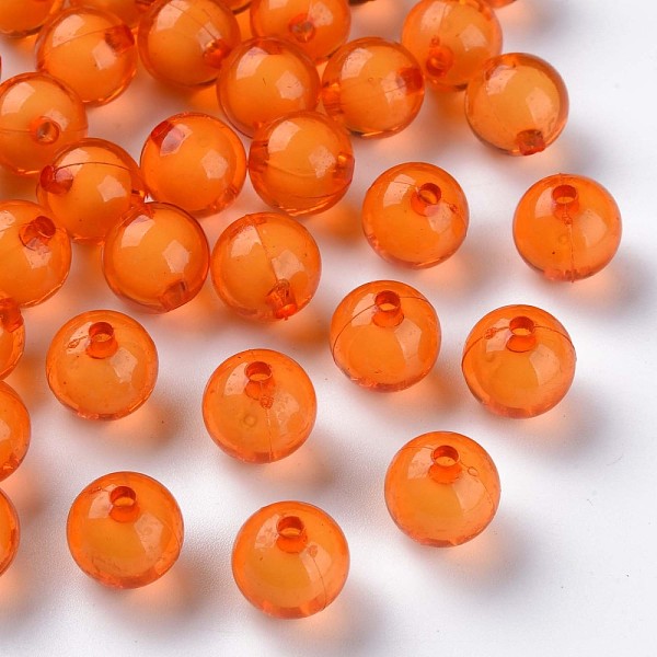 

PandaHall Transparent Acrylic Beads, Bead in Bead, Round, Orange, 11.5x11mm, Hole: 2mm, about 520pcs/500g Acrylic Round Orange