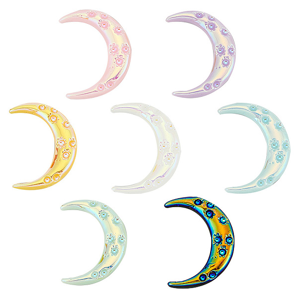 

PandaHall DELORIGIN 70Pcs 7 Colors Opaque Resin Cabochons, AB Color Plated, Crescent Moon, Mixed Color, 33x25x4mm, 10pcs/color Resin Moon..., Multicolor