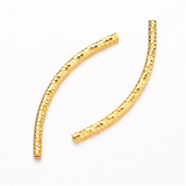 

PandaHall Curved Brass Tube Beads, Real 18K Gold Plated, 34x2mm, Hole: 1mm Brass Tube