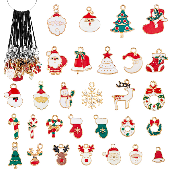 

PandaHall Christmas Theme Alloy Enamel Mobile Straps, Polyester Cord Mobile Accessories Decoration, Mixed Color, 8.5~10.3cm, 29pcs/set..., Multicolor