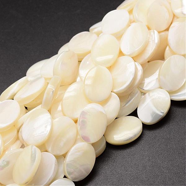 

PandaHall Natural Trochid Shell/Trochus Shell Beads Strands, Oval, Creamy White, 18x13x4~5mm, Hole: 1mm, about 22pcs/strand, 15.75 inch...