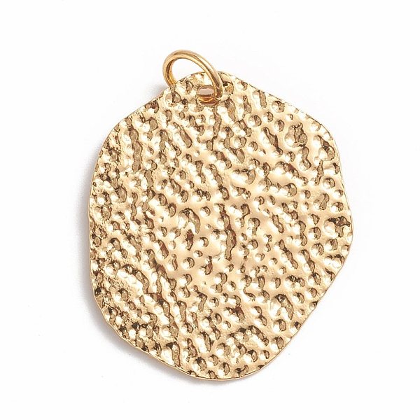 

PandaHall 304 Stainless Steel Hammered Pendants, with Jump Ring, Nuggets, Golden, 32.5x27.5x1mm, Hole: 5mm 304 Stainless Steel Nuggets
