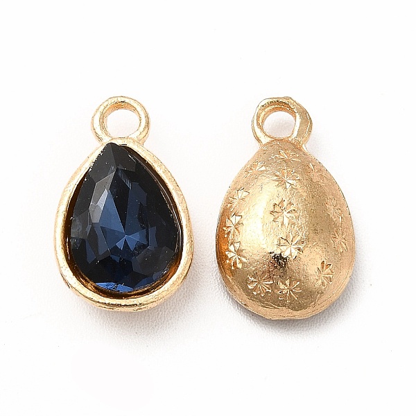 

PandaHall Faceted Glass Rhinestone Pendants, with Golden Tone Zinc Alloy Findings, Teardrop Charms, Prussian Blue, 15x9x5mm, Hole: 2mm...