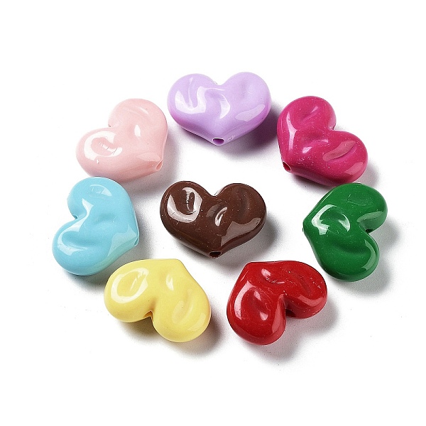 

PandaHall Opaque Acrylic Beads, Heart, Mixed Color, 18x24x10mm, Hole: 2.5mm, about: 190pcs/500g Acrylic Heart Multicolor
