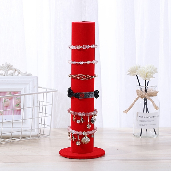 

PandaHall Velvet Vertical Tower Jewelry Bracelet Display Stand, T-Bar Display Holder, Scrunchie Hair Band Holder, Red, 10.6x30.8cm Velvet...