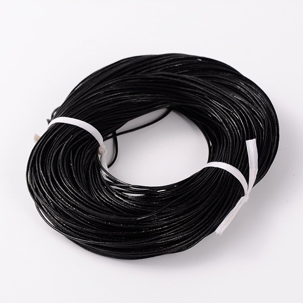

PandaHall Cowhide Leather Cord, Leather Jewelry Cord, Black, about 1.5mm thick Cowhide Round Black