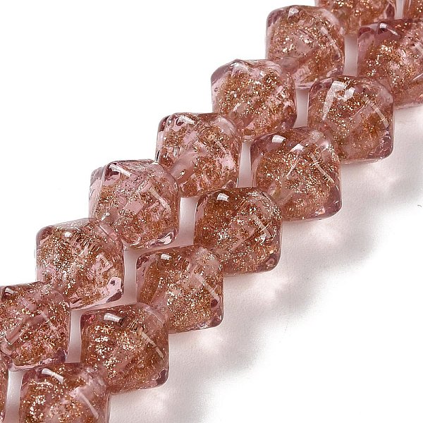 

PandaHall Handmade Gold Sand Lampwork Beads, Bicone, Pale Violet Red, 11.5x10.5mm, Hole: 1.5mm, about 45pcs/strand, 18.90''(48cm) Lampwork...
