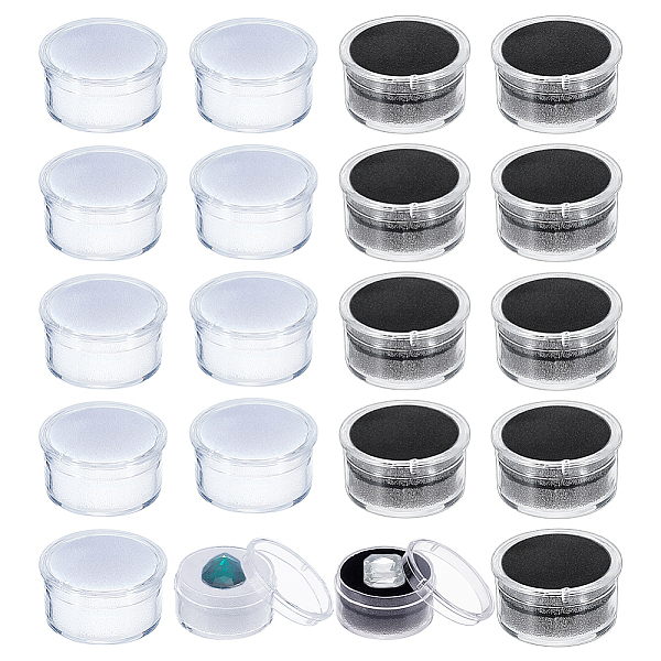 

PandaHall CHGCRAFT 20Pcs 2 Colors Mini Round Stone Box Small Loose Diamond Gemstone Display Case Plastic Containers Holder with Clear Top..., Multicolor