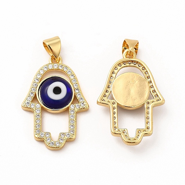 

PandaHall Rack Plating Brass Micro Pave Clear Cubic Zirconia Pendants, with Handmade Evil Eye Lampwork, Cadmium Free & Lead Free...