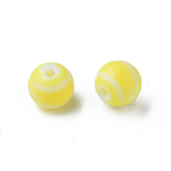 

PandaHall Opaque Striped Acrylic Beads, Round, Yellow, 10mm, Hole: 2mm, about 940pcs/500g. Acrylic Round Yellow