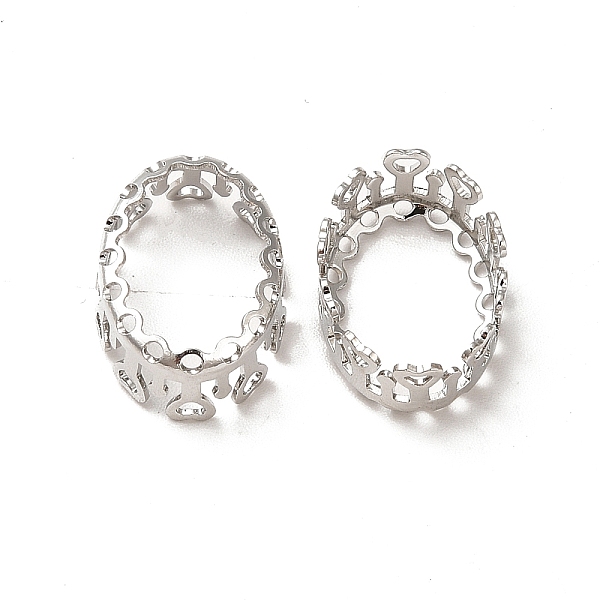 

PandaHall Brass Cabochon Settings, Open Back Bezel, Hollow Oval with Heart, Platinum, Tray: 14.5x10.5mm, 15.5x11.5x6.5mm Brass Oval