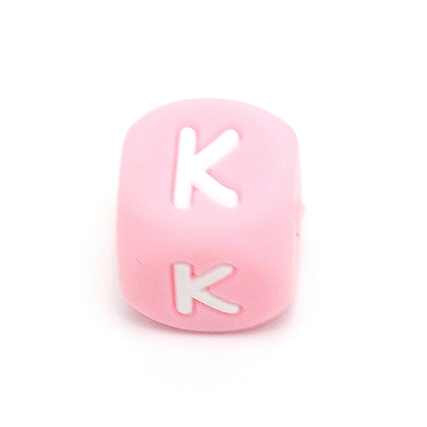 

PandaHall Silicone Alphabet Beads for Bracelet or Necklace Making, Letter Style, Pink Cube, Letter.K, 12x12x12mm, Hole: 3mm Silicone Letter...
