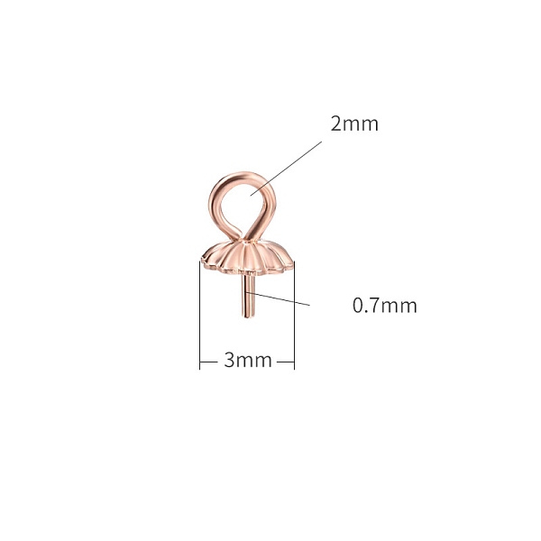 

PandaHall 925 Sterling Silver Cup Peg Bails, for Half Drilled Beads, Rose Gold, 3mm, Hole: 2mm, Pin: 0.7mm Sterling Silver
